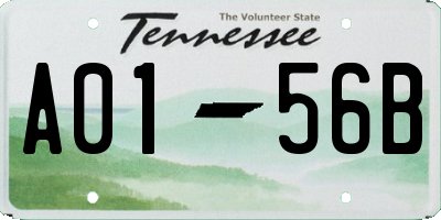 TN license plate A0156B