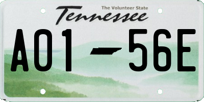 TN license plate A0156E