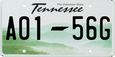 TN license plate A0156G