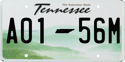 TN license plate A0156M