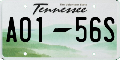 TN license plate A0156S