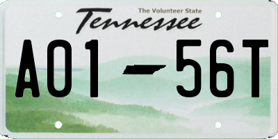 TN license plate A0156T