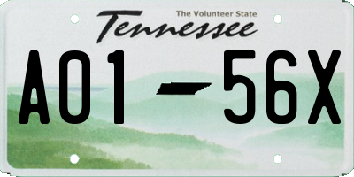 TN license plate A0156X