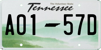 TN license plate A0157D