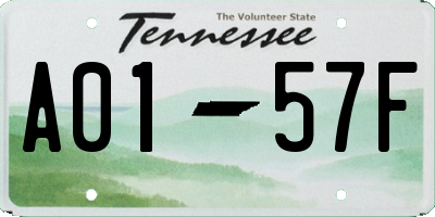 TN license plate A0157F