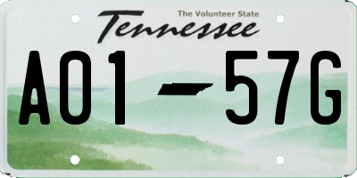 TN license plate A0157G