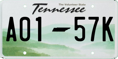 TN license plate A0157K