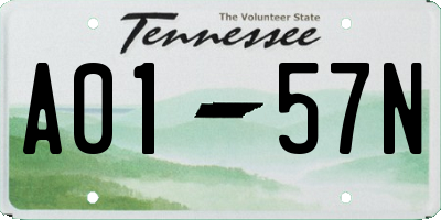 TN license plate A0157N