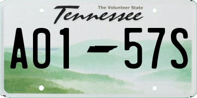 TN license plate A0157S