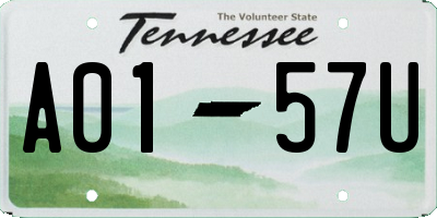 TN license plate A0157U