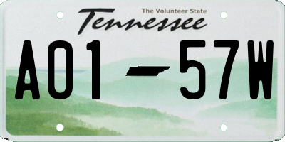 TN license plate A0157W