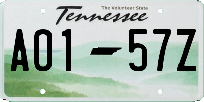 TN license plate A0157Z