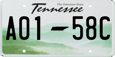 TN license plate A0158C