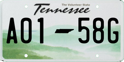 TN license plate A0158G