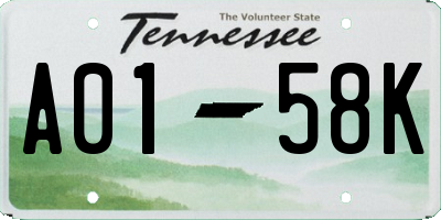 TN license plate A0158K
