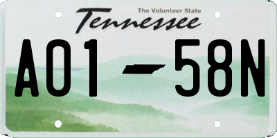 TN license plate A0158N