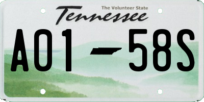 TN license plate A0158S