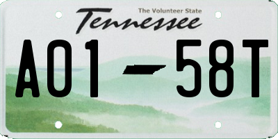 TN license plate A0158T