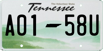 TN license plate A0158U