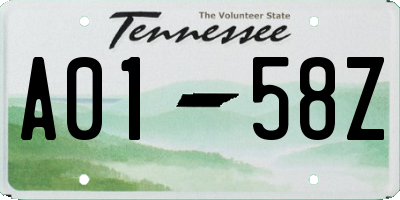 TN license plate A0158Z