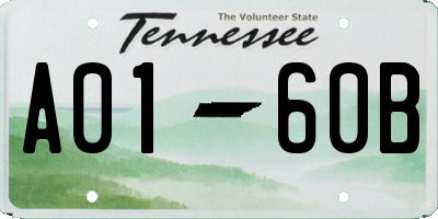 TN license plate A0160B