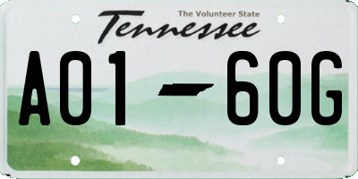 TN license plate A0160G