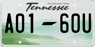 TN license plate A0160U