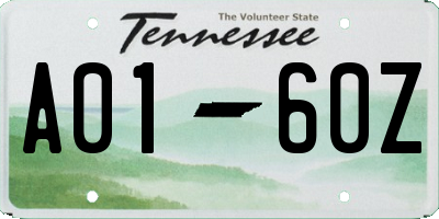 TN license plate A0160Z