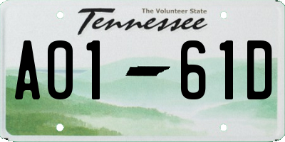 TN license plate A0161D