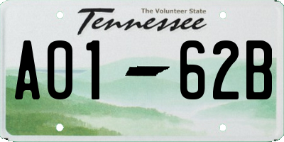 TN license plate A0162B