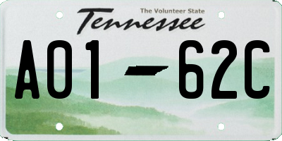 TN license plate A0162C