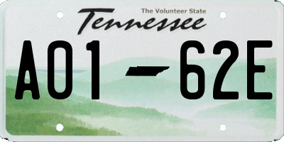 TN license plate A0162E