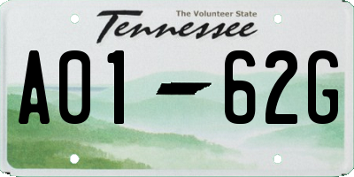 TN license plate A0162G