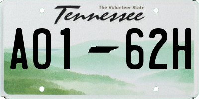 TN license plate A0162H