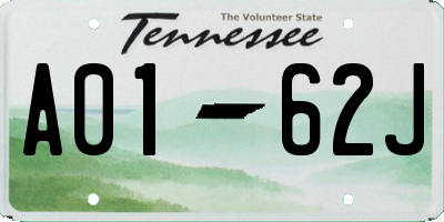 TN license plate A0162J