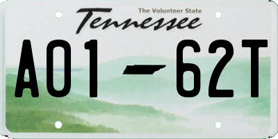 TN license plate A0162T