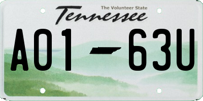 TN license plate A0163U