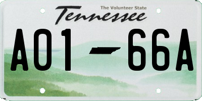 TN license plate A0166A