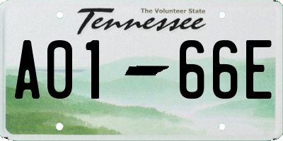 TN license plate A0166E