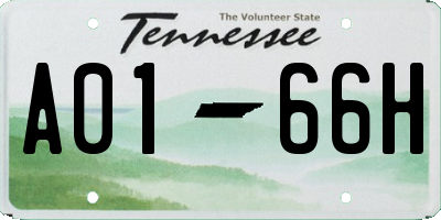 TN license plate A0166H