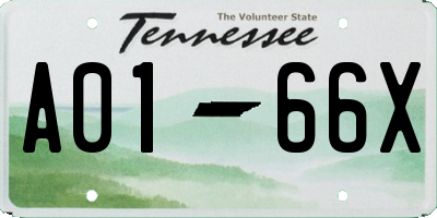 TN license plate A0166X