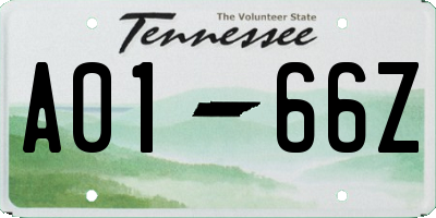 TN license plate A0166Z