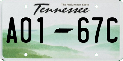 TN license plate A0167C