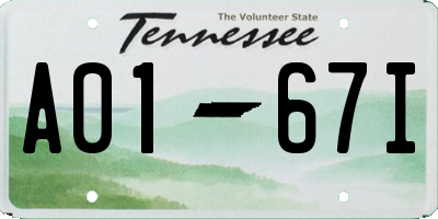 TN license plate A0167I