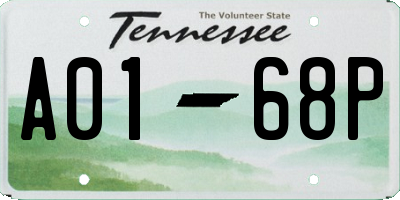 TN license plate A0168P