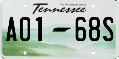 TN license plate A0168S