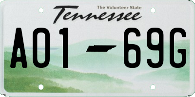 TN license plate A0169G