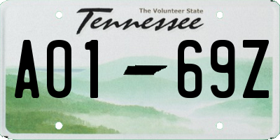 TN license plate A0169Z