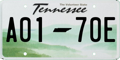 TN license plate A0170E