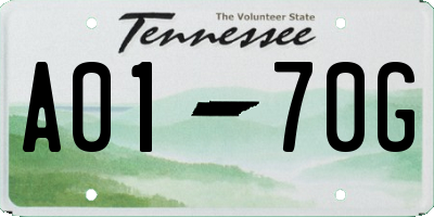 TN license plate A0170G